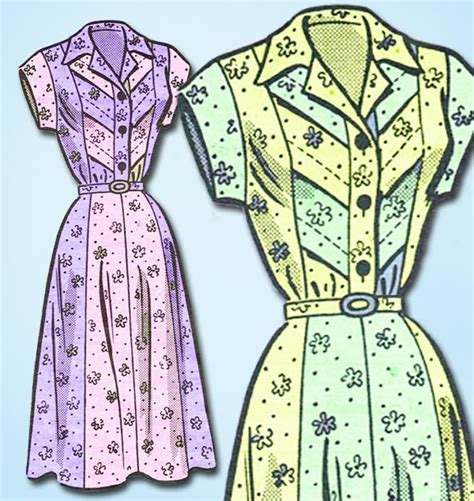 1950s Original Vintage Marian Martin Pattern 9104 Misses Tucked Dress