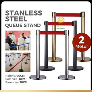 Sey M Black Gold Siler Stainless Steel Queue Stand Retractable