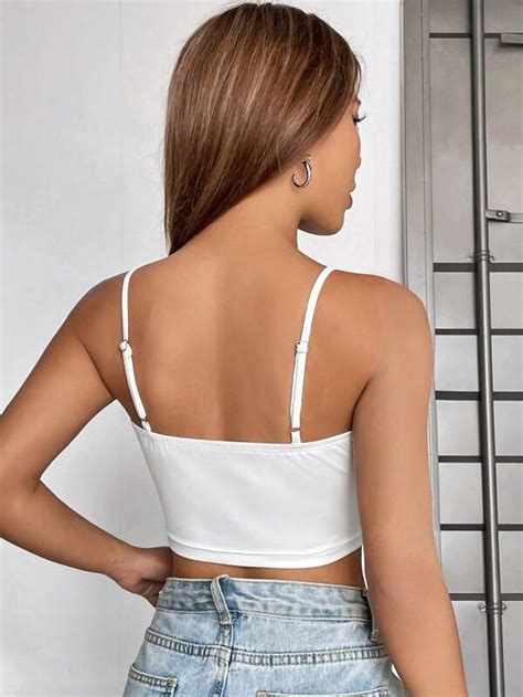 Shein Ezwear Ruched Bust Crop Cami Top Shein Usa