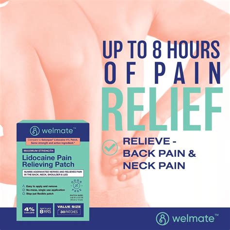 Welmate Lidocaine Numbing Patch Maximum Strength For Aches Pains