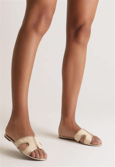 Rasteira Dourada E Nude Anacapri Essencial Palha Zz Mall