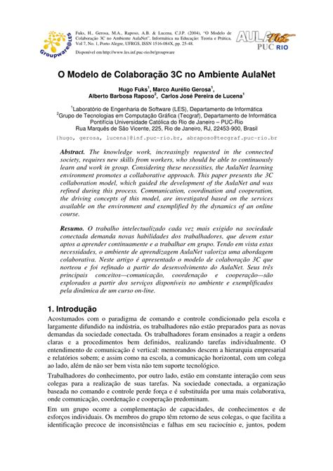 PDF O Modelo de Colaboração 3C no Ambiente AulaNet