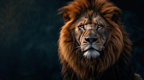 Premium Photo Illustration Of A Majestic Lion Portrait On A Black