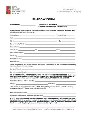 Fillable Online Shadow Form Fax Email Print Pdffiller