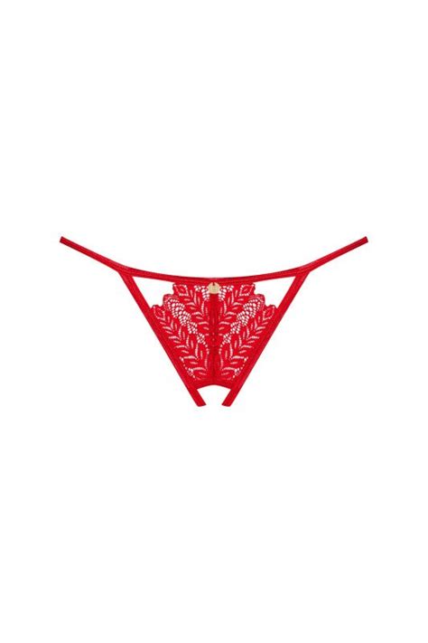 String Ingridia Ouvert Rouge Lingerie Ouverte Obsessive