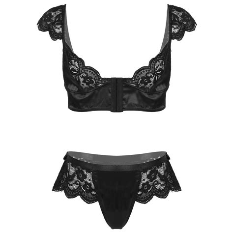 Mens Sissy Erotic Hot Sexy Lingerie Set Front Closure Bralette Bra Tops