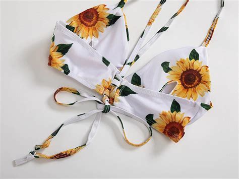 Bikini Dames Bikini Sets Sunflower Printed Bikini Bikini Zomer