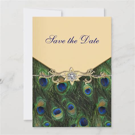 Elegant Gold Peacock Wedding Invitations Zazzle