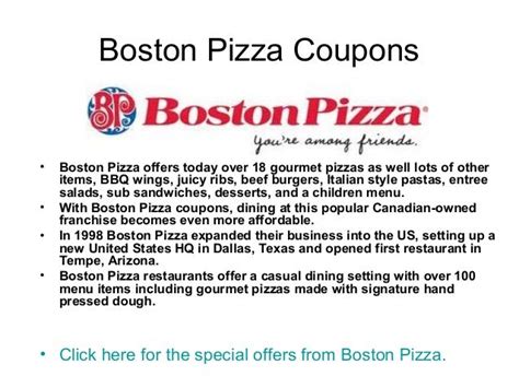 Boston pizza coupons