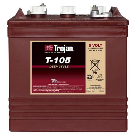 Trojan T 105 6V 225A Deep Cycle Battery Plenum Global Inc S A