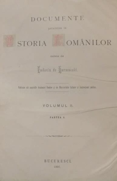 DOCUMENTE PRIVOARE LA ISTORIA ROMANILOR VOLUMUL 2 PARTEA 5 De EUDOXIU