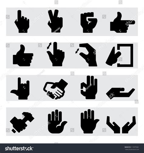 Hands Icons Stock Vector Illustration 113979361 Shutterstock