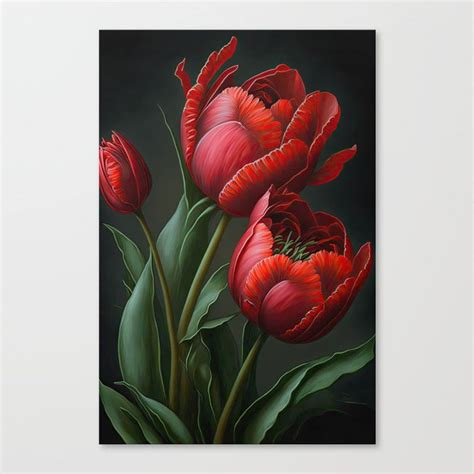 Shop Red Tulip Flowers Canvas Print By Vanoverdesigns On Society6