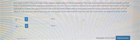 Solved Hot Water At C Flows Through A Thin Walled Copper Chegg