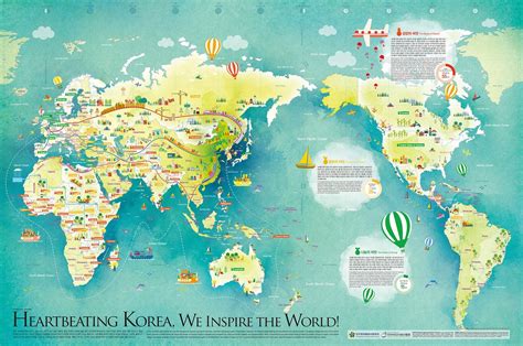 Map of the World with a United Korea : korea