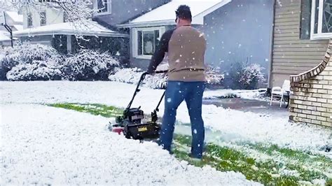 Man Mows His Lawn From Snow Youtube