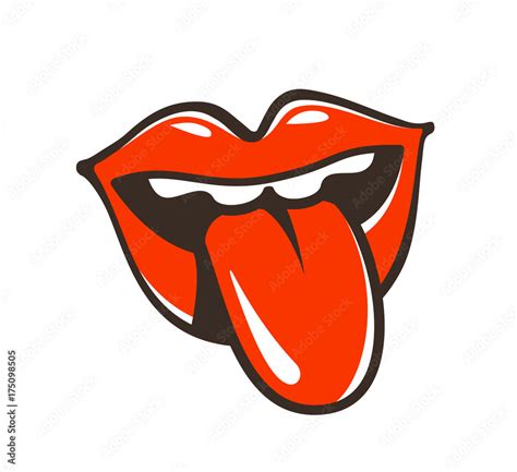 Lips Mouth Protruding Tongue Symbol Or Icon Seduction Kiss Erotic Seduction Sex Label