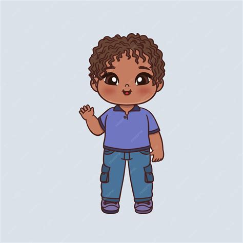 Premium Vector | Boy with blue clothes and curls