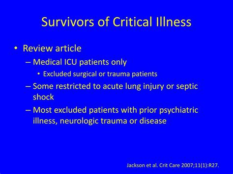 Ppt Psychological Outcomes Of Critical Illness Powerpoint