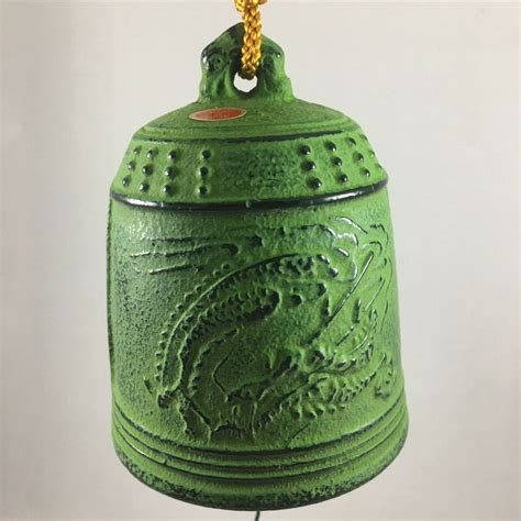 Japanese Furin Wind Chime Nambu Cast Iron Iwachu Green Ryu Dragon Made