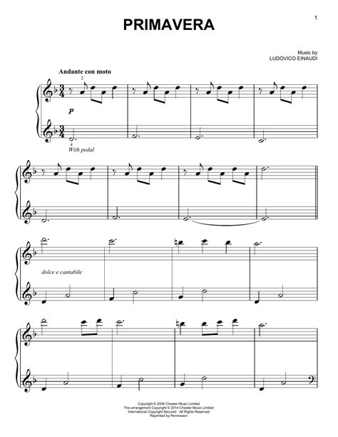 Ludovico Einaudi Primavera Sheet Music