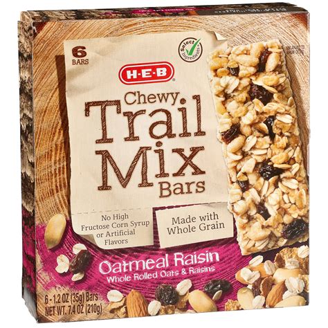 H E B Select Ingredients Chewy Oatmeal Raisin Trail Mix Bars Shop Granola And Snack Bars At H E B