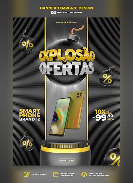 Explosi N De Pancartas De Ofertas En Render D Portugu S Para La