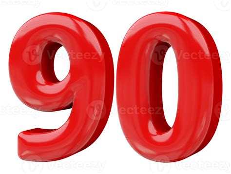 Red 3D Number 90 46645663 PNG