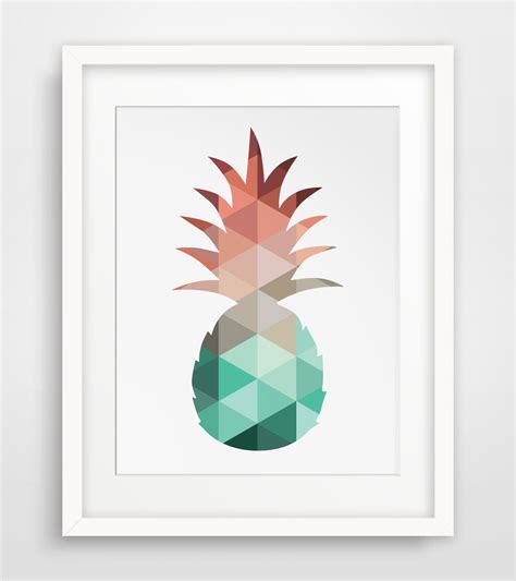 Pineapple Print Mint And Coral Pineapple Art Summer Art Summer