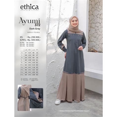 Jual Gamis Muslim Terbaru Ethica Ayumi Dark Grey Shopee