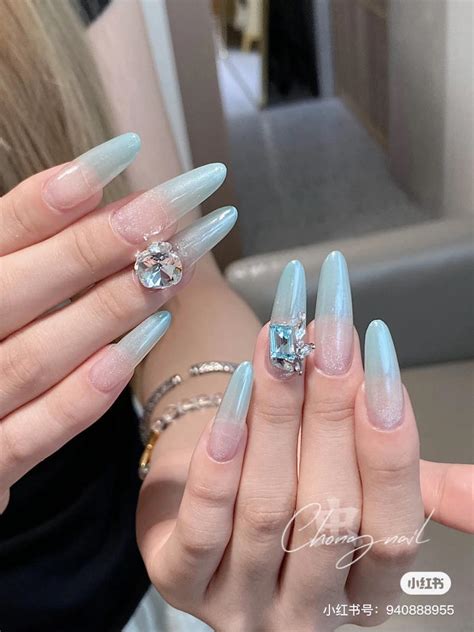 Mẫu Nail Màu Xanh Dương Nhạt Nhẹ Nhàng Xinh Xắn HOT TREND