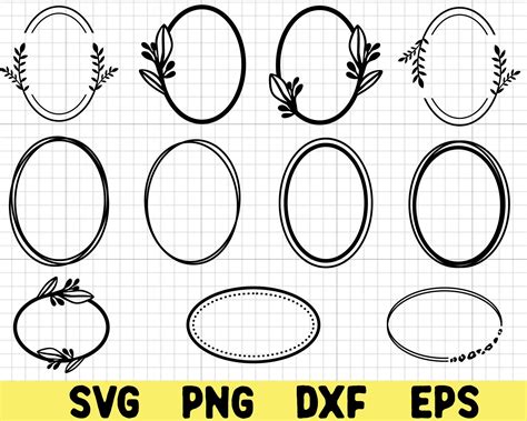 11 Oval Frame Svg Bundle Silhouette Oval Oval Shape Etsy