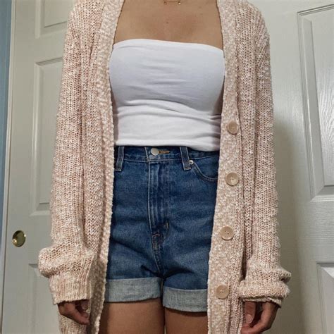 Women S Tan And Cream Cardigan Depop