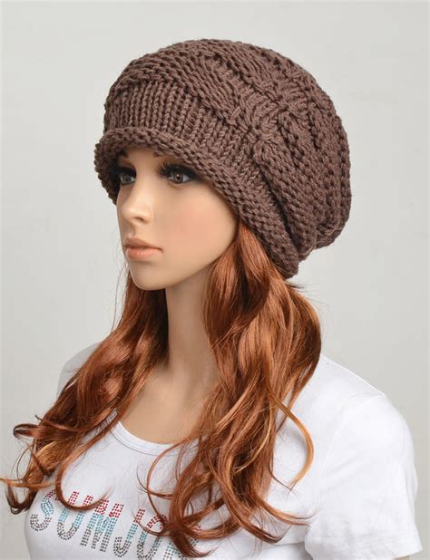 Wool Handmade Knitted Crochet Hat Woman Clothing Brown On Luulla