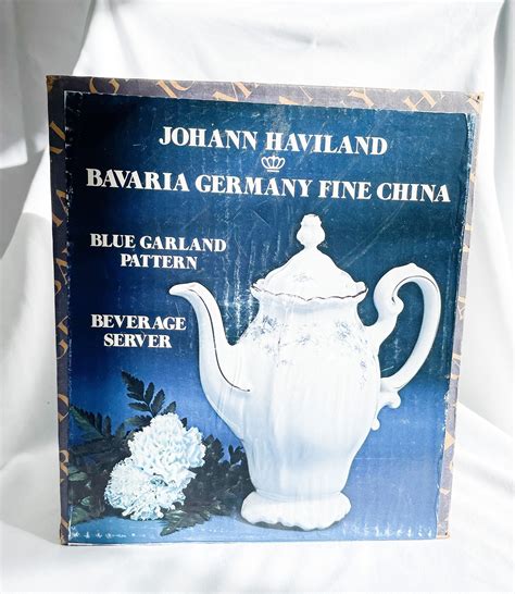 Vintage Haviland Blue Garland China Coffee Pot | Beverage Server | Blue ...