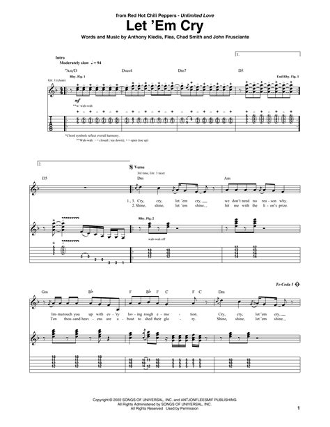 Let Em Cry By Red Hot Chili Peppers Guitar Tab Guitar Instructor