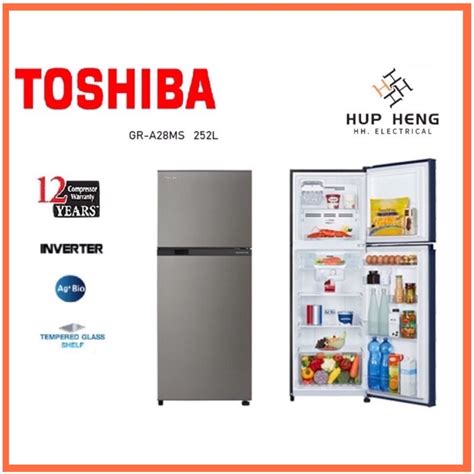 Toshiba 252l Inverter 2 Door Refrigerator Fridge Peti Sejuk Gr A28ms