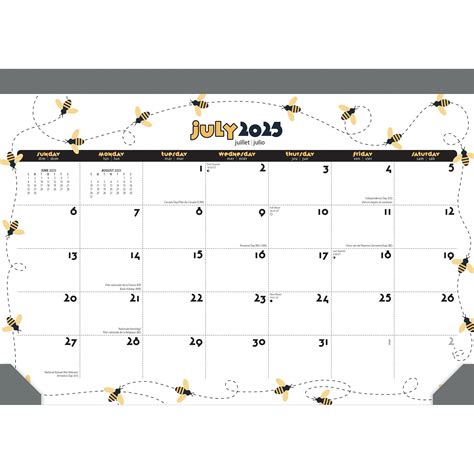 Busy Bees | 2026 14x10" 18 Months Academic Desk Pad Calendar | July