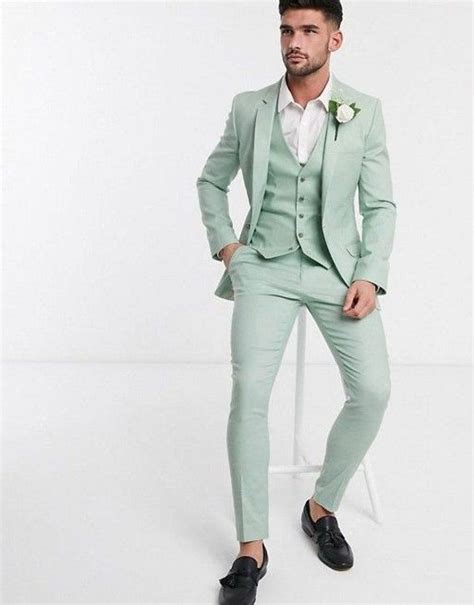 Men Suits Light Green 3 Piece Beach Wedding Suit Groom Wear Suits