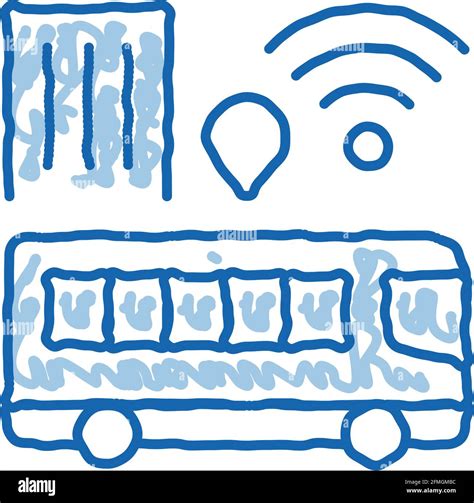 Bus Wi Fi Señal icono de fideos ilustración dibujada a mano Imagen