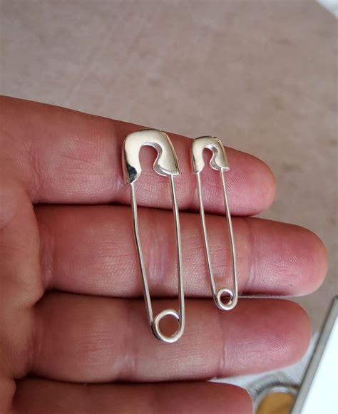 2 Solid Sterling Silver 925 Chic Safety Pin Bail Nappy Pin Etsy