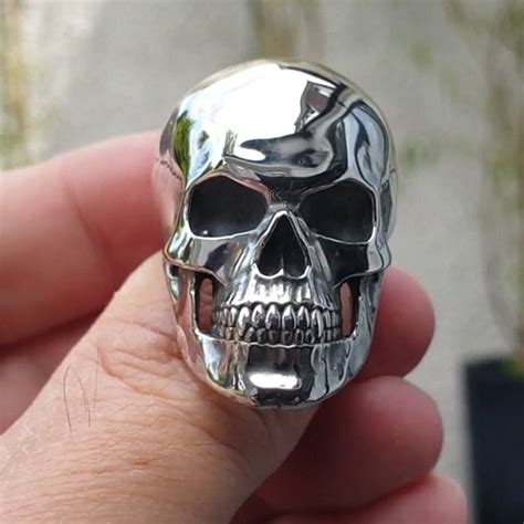 Men S Biker Rings Ghost Head Skull Ring Gothic Punk Rock Biker Jewelry