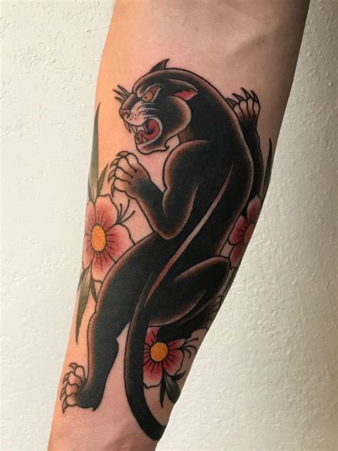 American Traditional Panther Tattoo