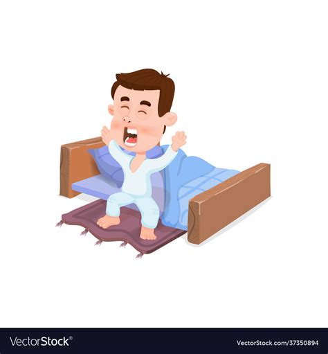 Start A Good Day The Boy Woke Up Yawning Vector Image