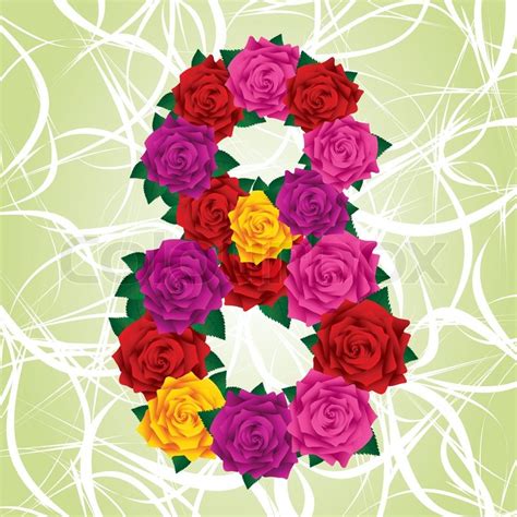 Colorful eight of roses red, yellow, ... | Stock vector | Colourbox