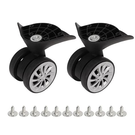 Jiawu Black Luggage Wheels, 1 Pair Replacement Luggage Wheels, Nylon