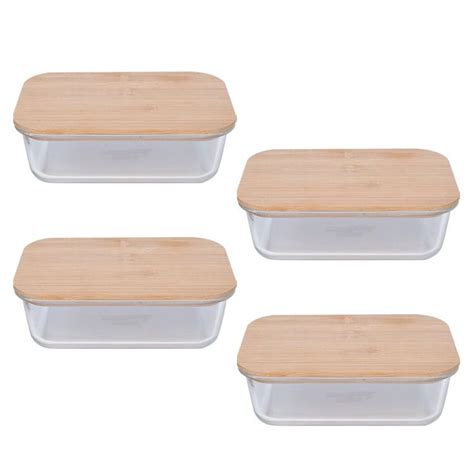 4 Piece Glass Food Storage Containers With Bamboo Lids Shop Today Get It Tomorrow