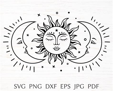 Sun And Moon Svg Celestial Svg Design With Crescent Moon Etsy Australia