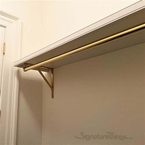 SignatureThings | Brass L Shelf Brackets with Closet Rod Supports