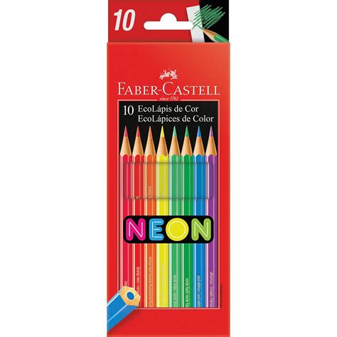 Lápis de Cor EcoLápis Neon 10 Cores Faber Castell CX 1 UN Loja Faber